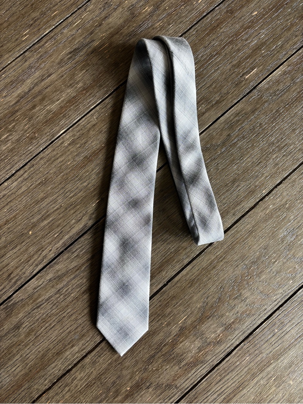 Classic Gray Plaid Men's Tie -